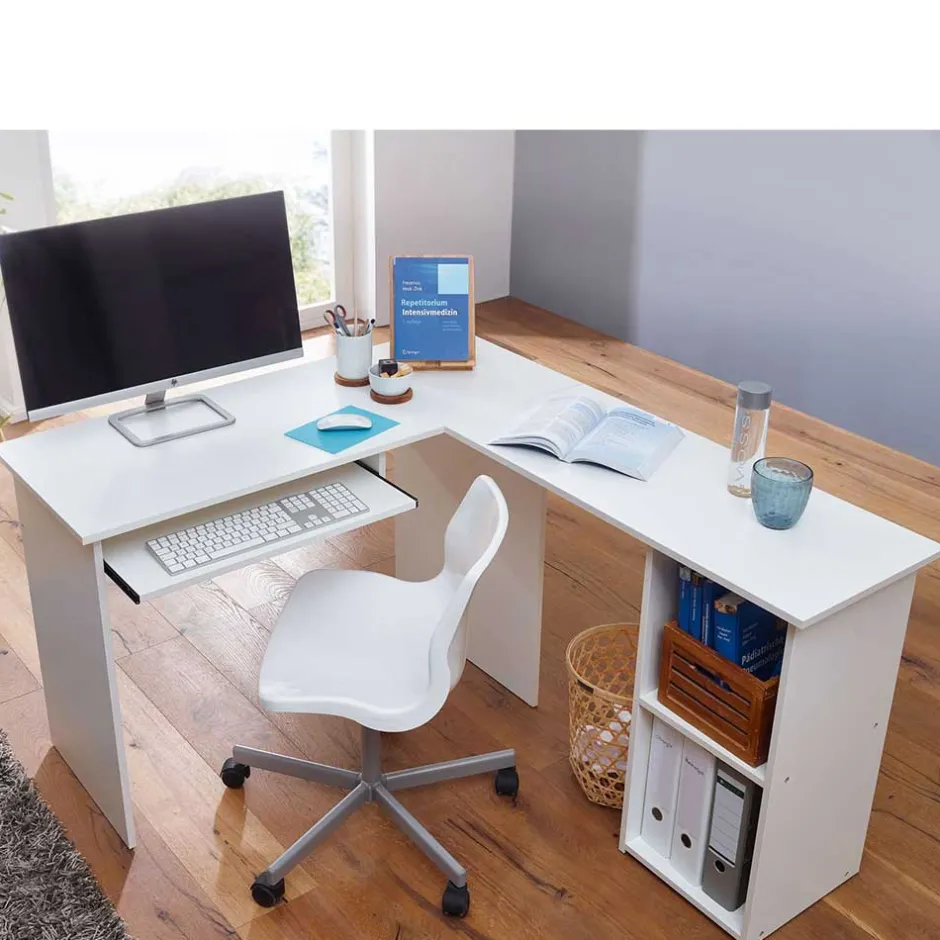 Wohnen EDV Schreibtisch mit Regal - Winkelform - Candyon