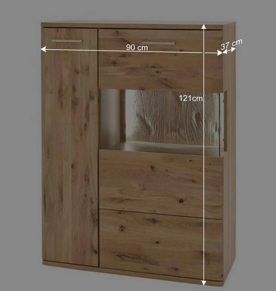 Wohnen Eiche Bianco Highboard 2-türig - Crokas