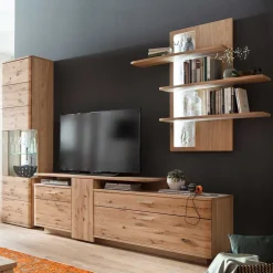 Wohnen Eiche Bianco Wohnwand Set 320cm - Crokas (dreiteilig)