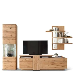 Wohnen Eiche Bianco Wohnwand Set 320cm - Crokas (dreiteilig)