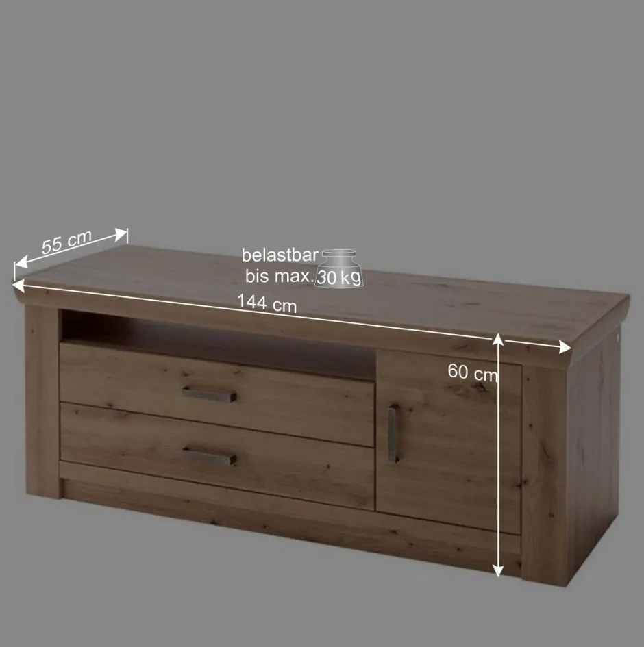 Eiche Dekor TV Board mit 2 Schubladen - Wykina^Wohnen Hot
