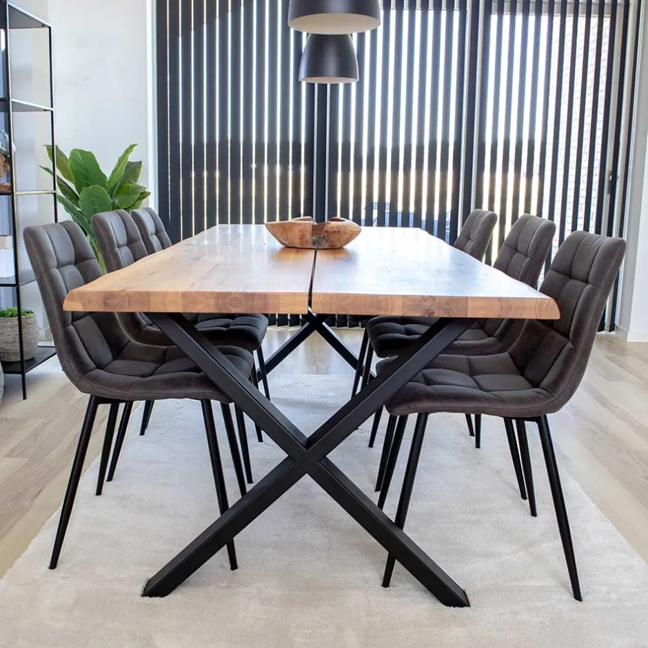 Wohnen Eiche Esstisch & 6 Polsterstühle - Tricky (siebenteilig)