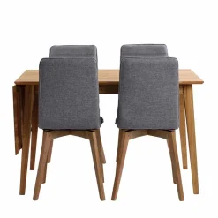 Wohnen Eiche Esstisch Set mit Polsterstühlen - Number (fünfteilig)