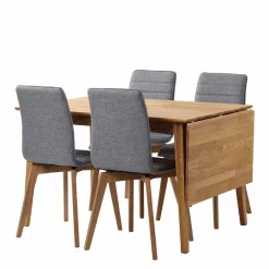 Wohnen Eiche Esstisch Set mit Polsterstühlen - Number (fünfteilig)