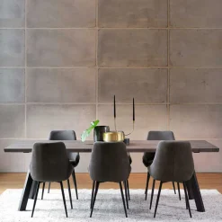 Wohnen Eiche Rauchfarben Tisch & 6 Stühle Namac in Dunkelgrau (siebenteilig)