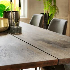 Wohnen Eiche Rauchfarben Tisch & 6 Stühle Namac in Dunkelgrau (siebenteilig)