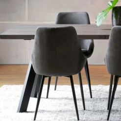 Wohnen Eiche Rauchfarben Tisch & 6 Stühle Namac in Dunkelgrau (siebenteilig)