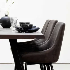 Wohnen Eiche Rauchfarben Tisch & 6 Stühle Namac in Dunkelgrau (siebenteilig)