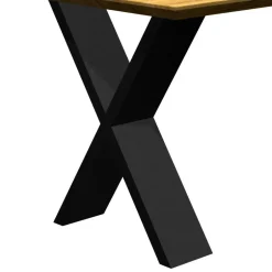 Wohnen Eiche Tisch mit Schweizer Kante und X-Füßen - Tablona