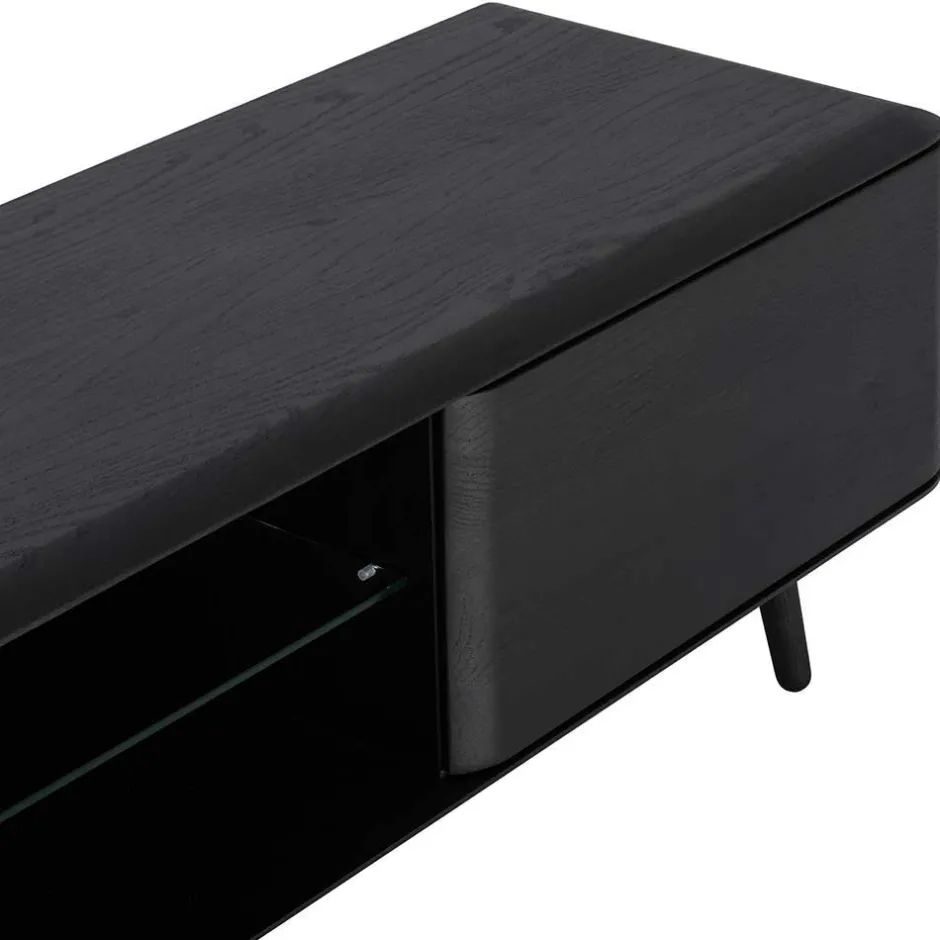 Wohnen Eiche TV Lowboard in Schwarz geölt - Janeira