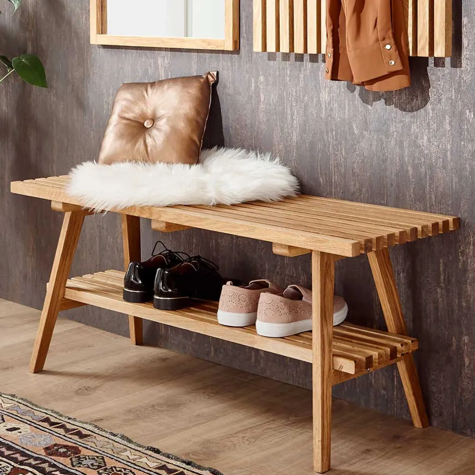 Wohnen Eichenholz Flurbank im Skandi Design - Artensian