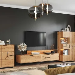 Eichenholz Highboard mit Hirnholz Applikation - Deruta^Wohnen Best
