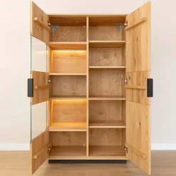 Wohnen Eichenholz Highboard Vitrine modern - Judita