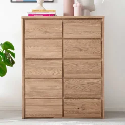 Eichenholz Kombi-Kommode mit fünf Schubladen - Villa^Wohnen Discount