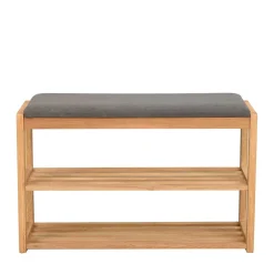 Wohnen Eichenholz Schuhbank mit zwei Ablagen - Helvana