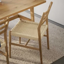 Eichenholz Stuhl mit Geflecht Sitz - Francis (2er Set)^Wohnen Outlet