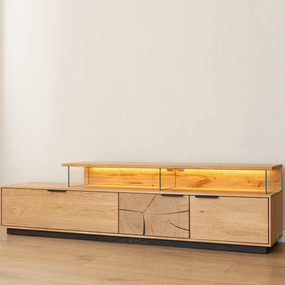 Eichenholz TV Board mit Hirnholz Applikation - Deruta^Wohnen Best