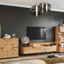 Eichenholz TV Board mit Hirnholz Applikation - Deruta^Wohnen Best