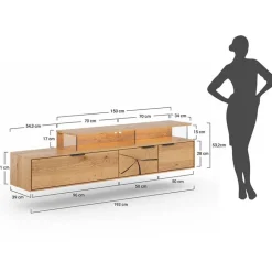 Eichenholz TV Board mit Hirnholz Applikation - Deruta^Wohnen Best