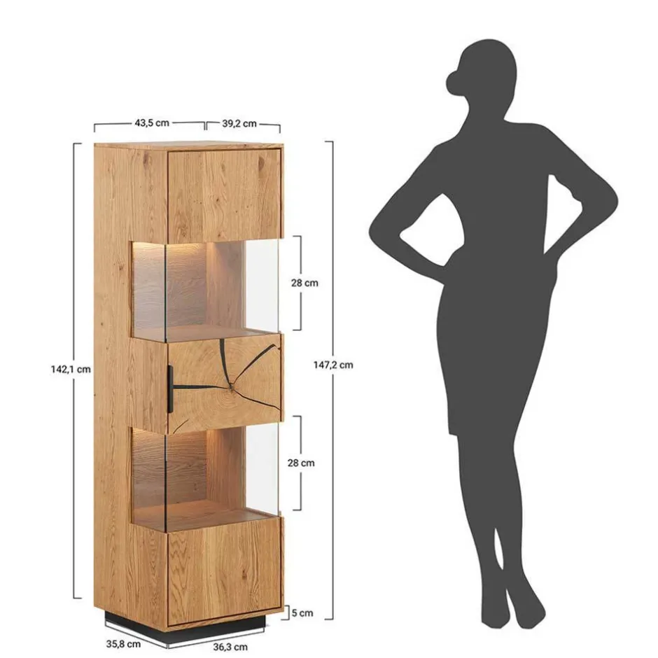 Wohnen Eichenholz Vitrine mit Hirnholz Applikation - Deruta