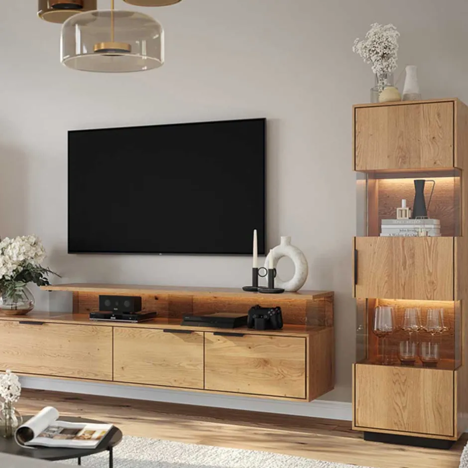 Wohnen Eichenholz Vitrine mit LED Beleuchtung - Judita