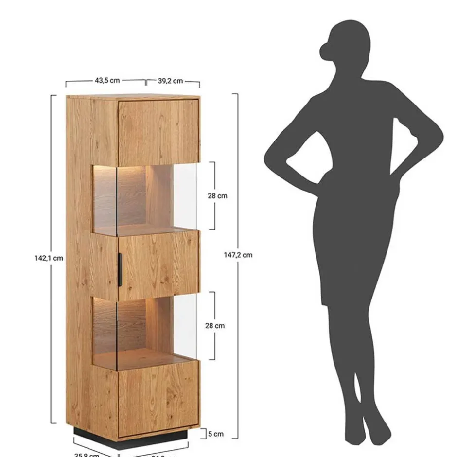 Wohnen Eichenholz Vitrine mit LED Beleuchtung - Judita