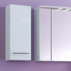 Eintüriger Bad-Hängeschrank Judith in Hochglanz Weiß^Wohnen