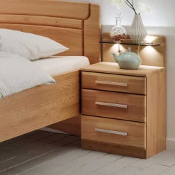 Wohnen Einzelbett & Nachtkommode in Eiche - Sendician (zweiteilig)
