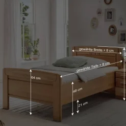 Wohnen Einzelbett & Nachtkommode in Eiche - Sendician (zweiteilig)