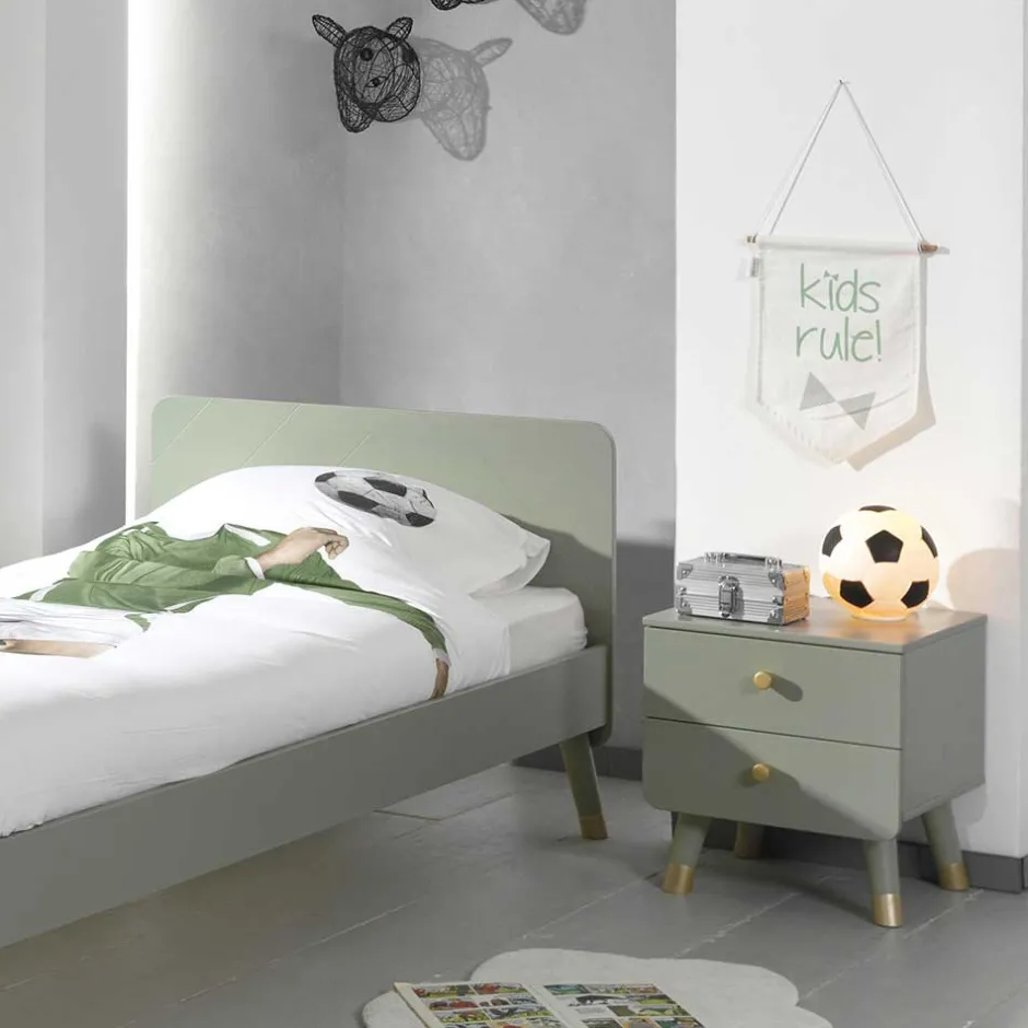 Wohnen Einzelbett in Graugrün & Gold - Appoloni (zweiteilig)