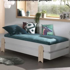 Kinder Wohnen Einzelne Stapelliege in Weiß & Kiefer - Flair