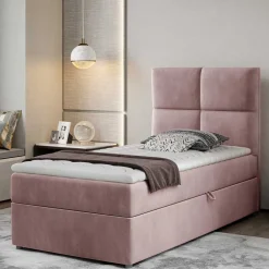 Einzel-Stauraumbett in Altrosa Samt - Tea^Wohnen Outlet
