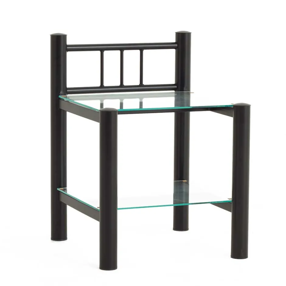 Eisen Nachttisch Aguero in Schwarz mit Glas^Wohnen New