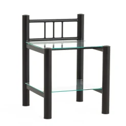 Eisen Nachttisch Aguero in Schwarz mit Glas^Wohnen New