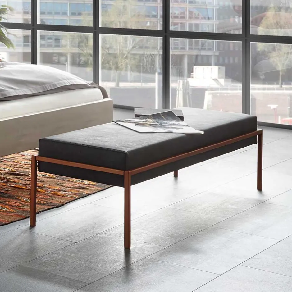 Elegante Bettbank in Grau & Kupferfarben - Fraduno^Wohnen Sale