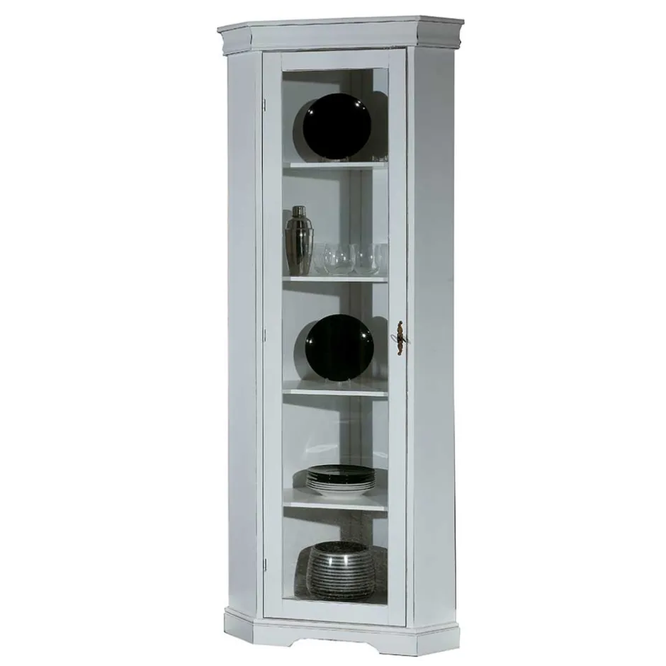 Wohnen Elegante Eckvitrine im Vintage Landhaus Look - Zarinas