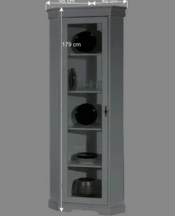 Wohnen Elegante Eckvitrine im Vintage Landhaus Look - Zarinas