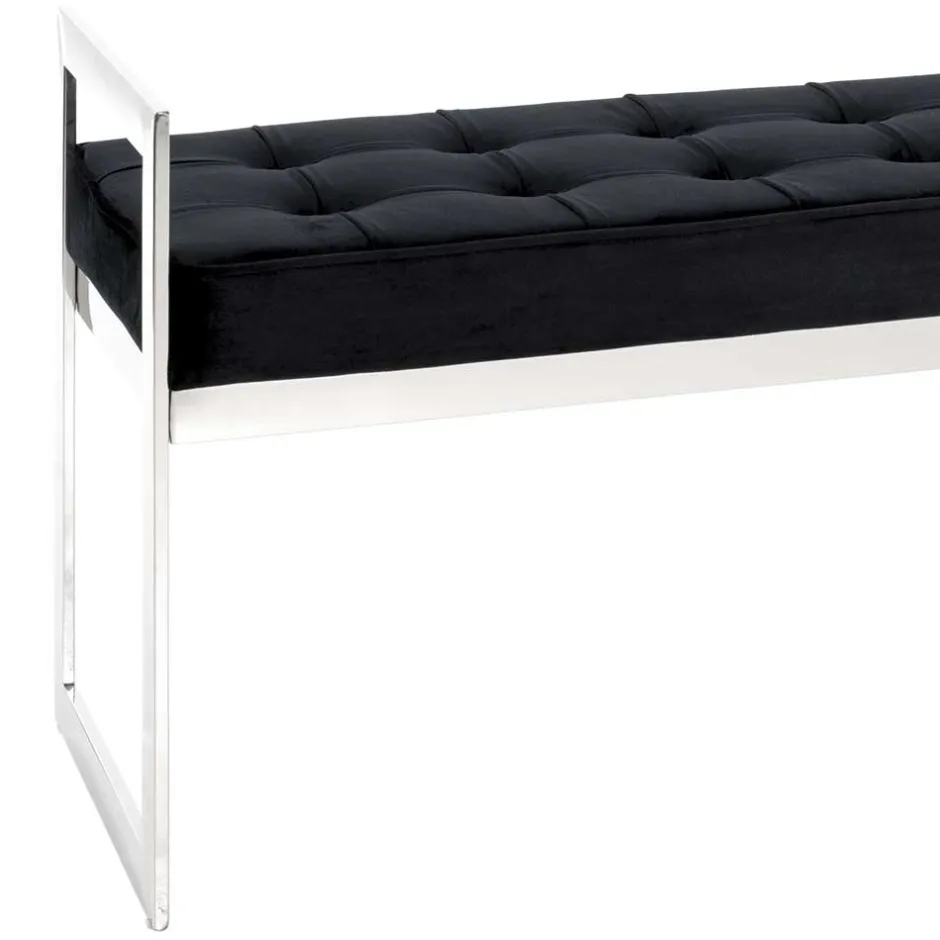Wohnen Elegante Sitzbank in Schwarz Samt - Moda