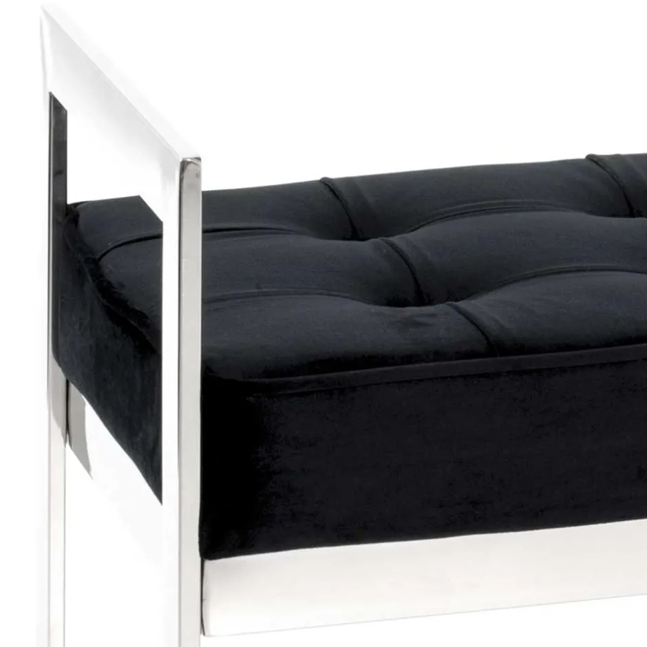 Wohnen Elegante Sitzbank in Schwarz Samt - Moda