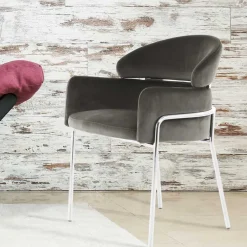 Wohnen Eleganter Armlehnstuhl in Grau & Silber - Ecolosia