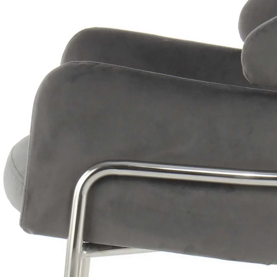 Wohnen Eleganter Armlehnstuhl in Grau & Silber - Ecolosia