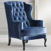 Eleganter Chesterfield Sessel in Blau Samt - Gonnya^Wohnen Outlet