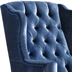 Eleganter Chesterfield Sessel in Blau Samt - Gonnya^Wohnen Outlet