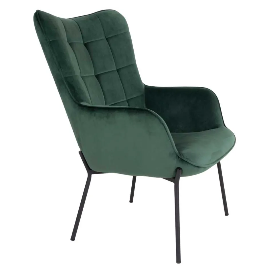 Eleganter Einzelsessel in Dunkelgrün Samt - Volcanu^Wohnen Online