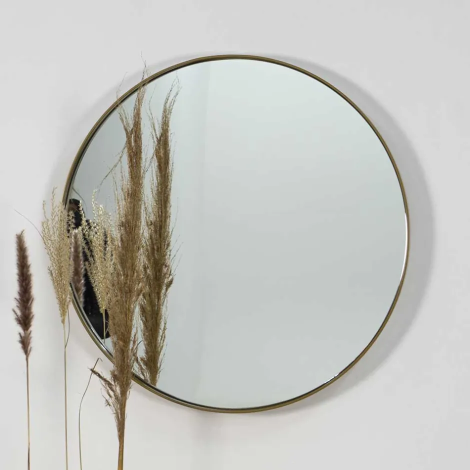 Eleganter Glasspiegel mit Metallrahmen Gold - Emzatina^Wohnen Clearance