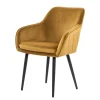 Wohnen Eleganter Retro Armlehnstuhl mit gelbem Samt - Mariell