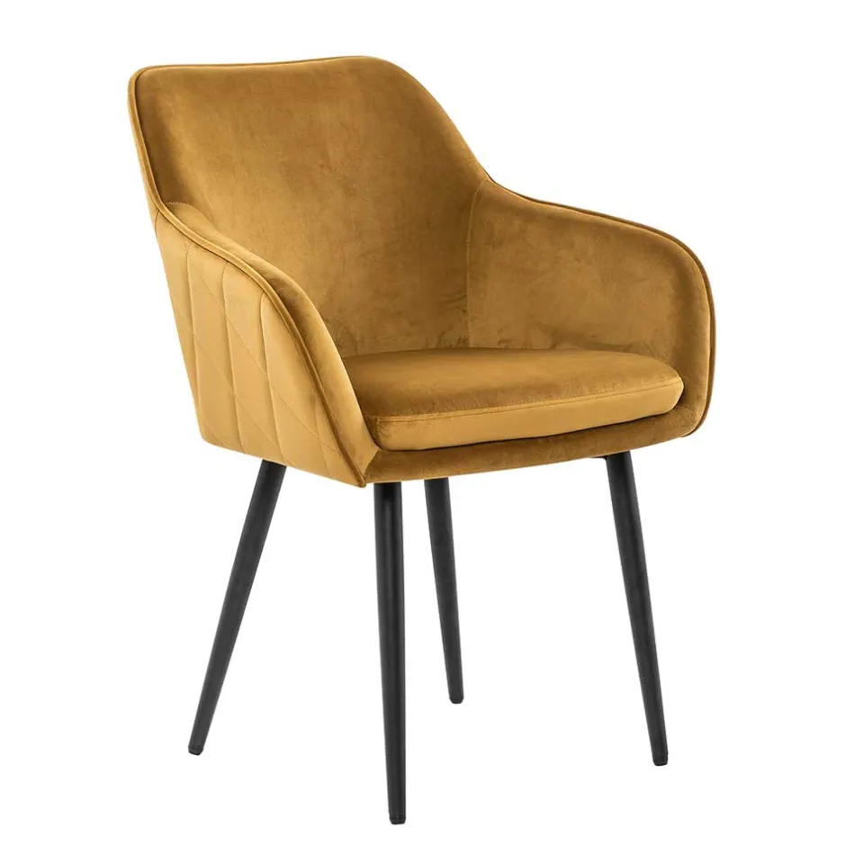Wohnen Eleganter Retro Armlehnstuhl mit gelbem Samt - Mariell