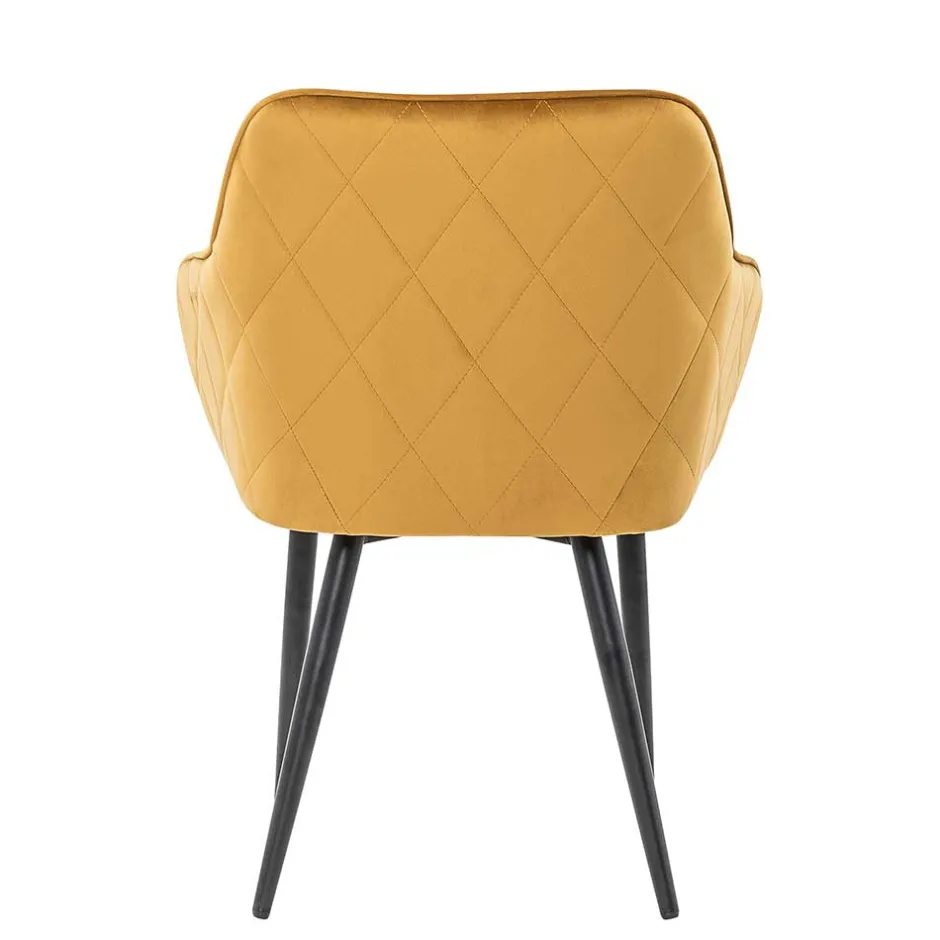 Wohnen Eleganter Retro Armlehnstuhl mit gelbem Samt - Mariell