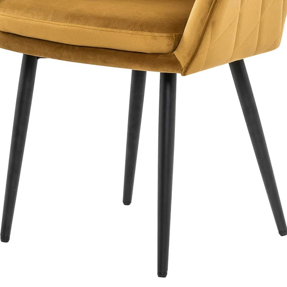 Wohnen Eleganter Retro Armlehnstuhl mit gelbem Samt - Mariell