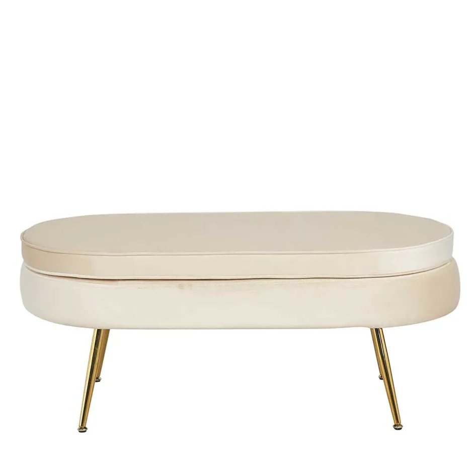Eleganter Retro Style Hocker in Beige & Gold - Lugano^Wohnen Hot